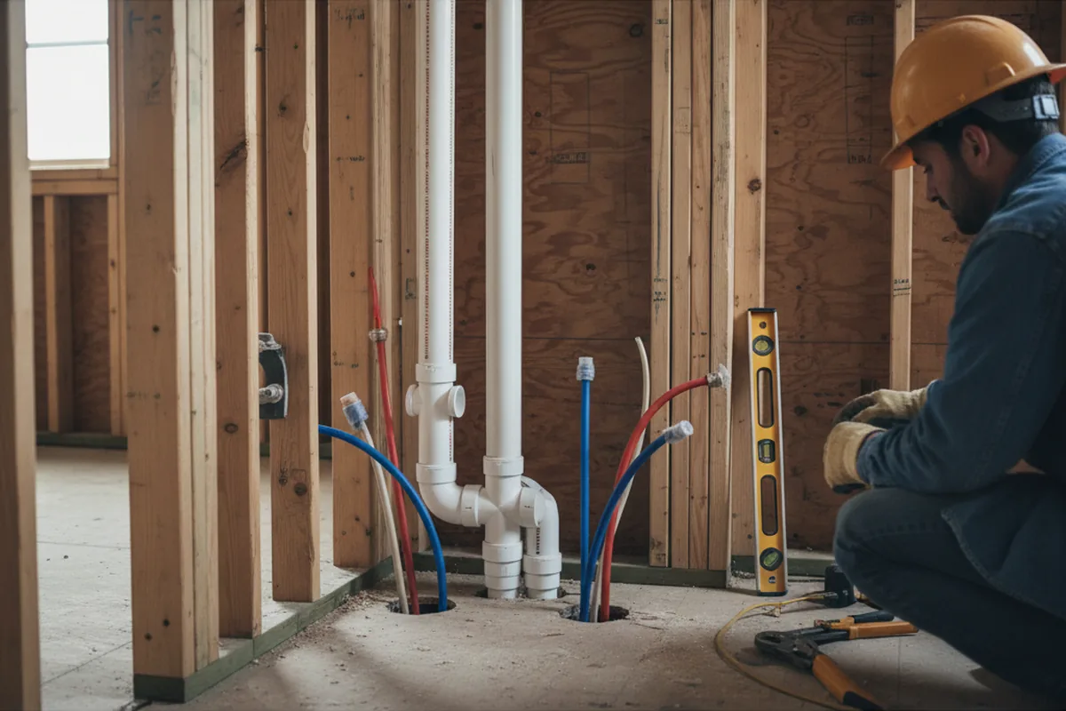 Drain and supply rough-in during Sump Pump Repair in El Segundo