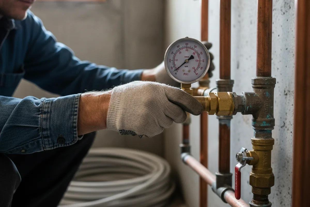 Pressure testing a repaired line during Water Line Repair in El Segundo